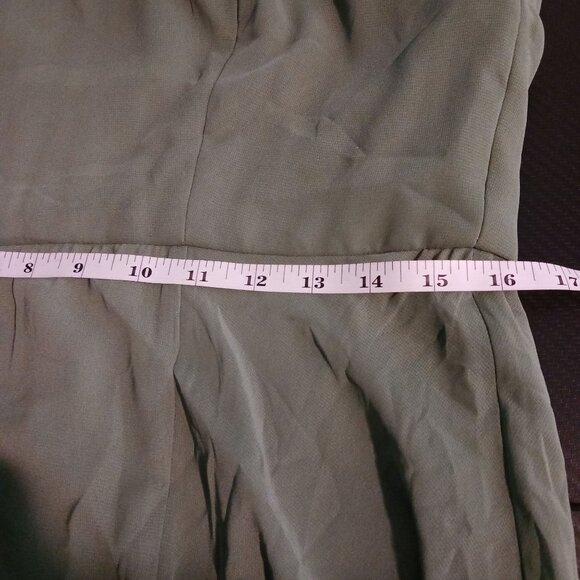 NEW After Six Puff Sleeve Chiffon Maxi Dress w/ Front Slit, Vineyard Green, 14 - Picture 14 of 15